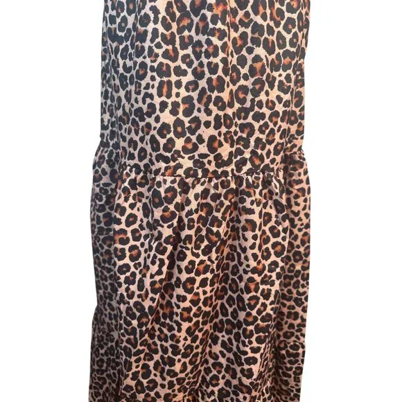 2/$50 NEW Leopard L Print Halter Boho Maxi Dress Butterfly Design Sleeveless - Picture 14 of 16